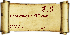 Bratranek Sándor névjegykártya